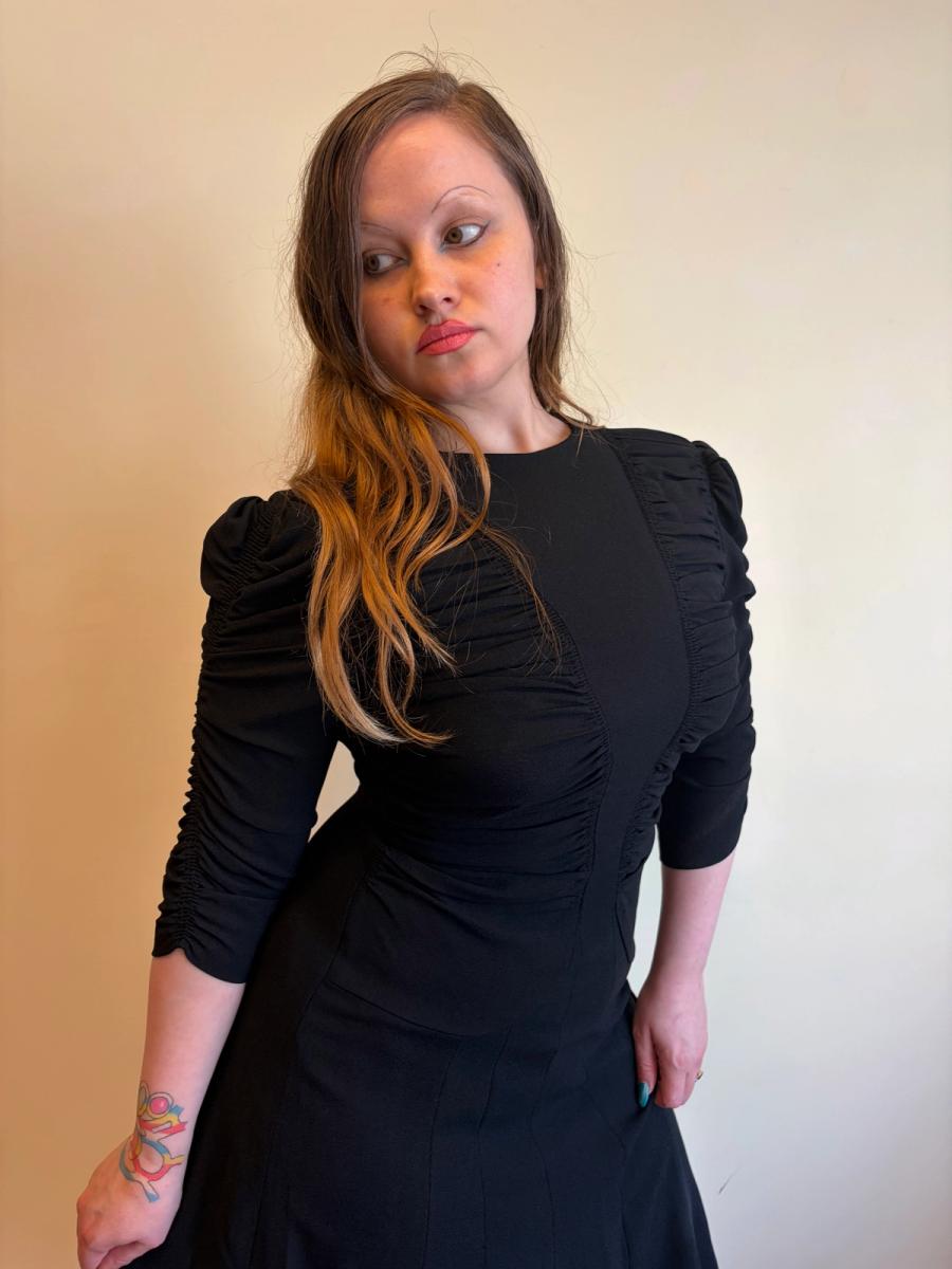 Norma Kamali OMO 80s does 40s Ruched Crepe Dress  product image