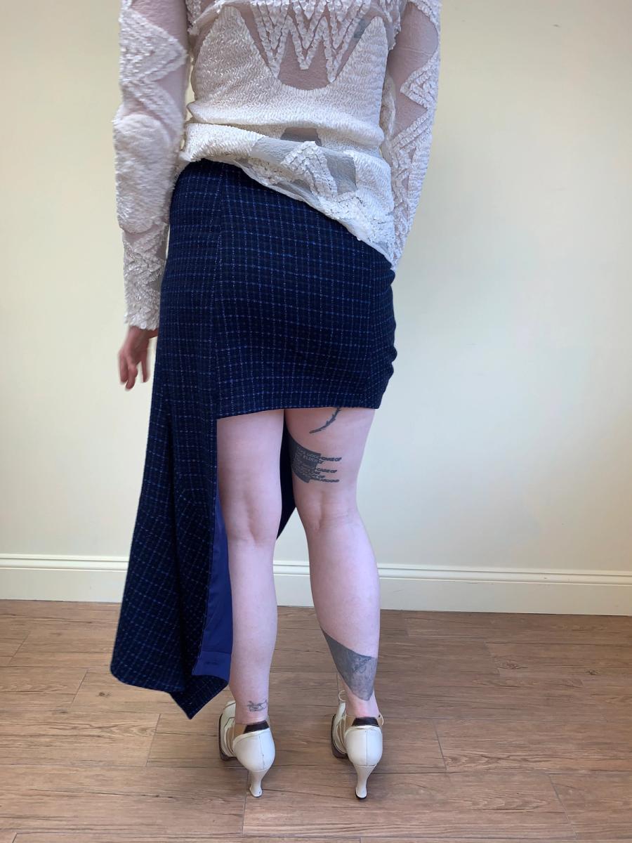 20471120 Plaid Asymmetrical Button Skirt product image