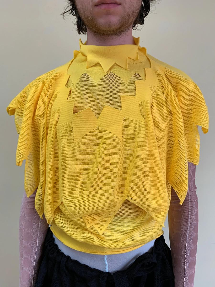 Issey Miyake APOC Yellow Pleated Top With Hood product image