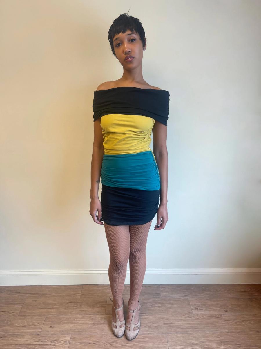 80s Victorio & Lucchino Tri-Color Dress product image