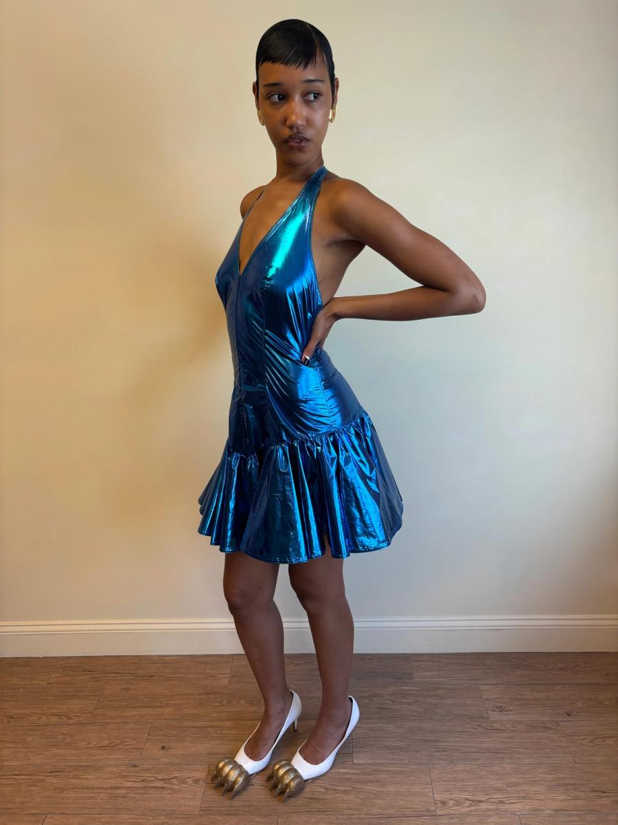 80s Yvan & Marzia Electric Blue Dress product image