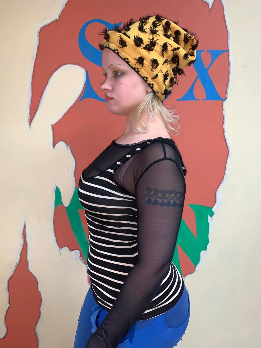 90s Chantal Thomass Striped Tank with Mesh Underlay product image