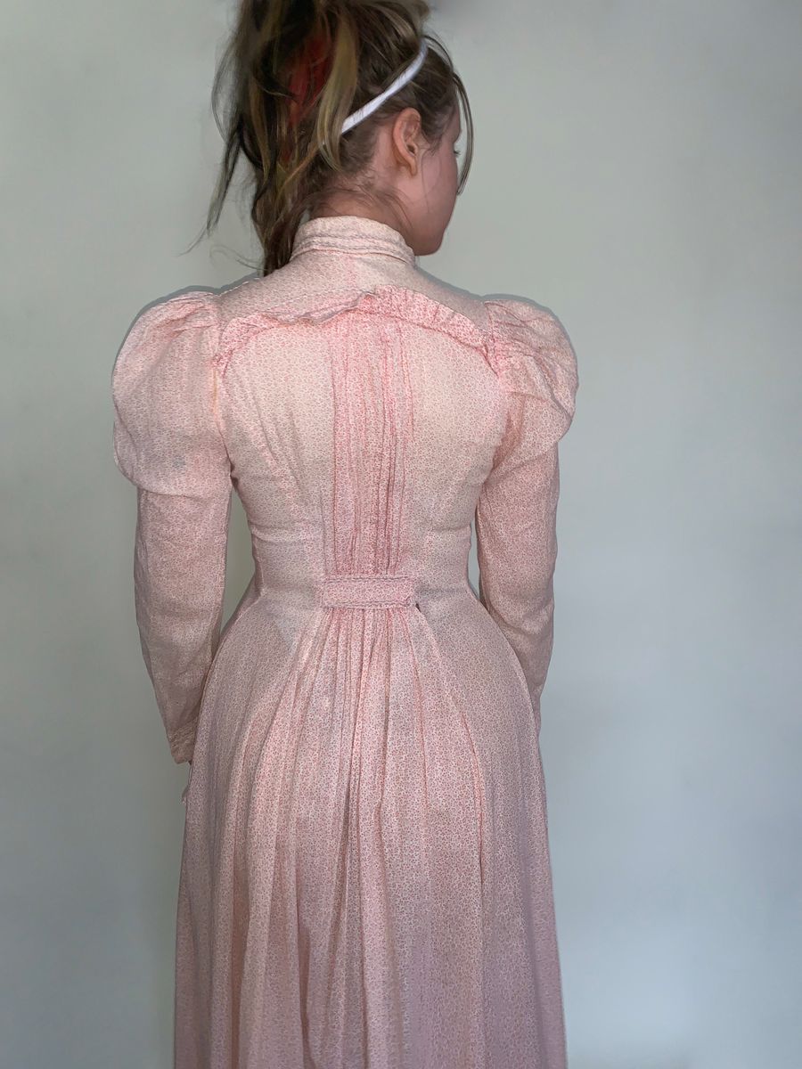 Edwardian Era Pink Calico Wrapper Dress product image