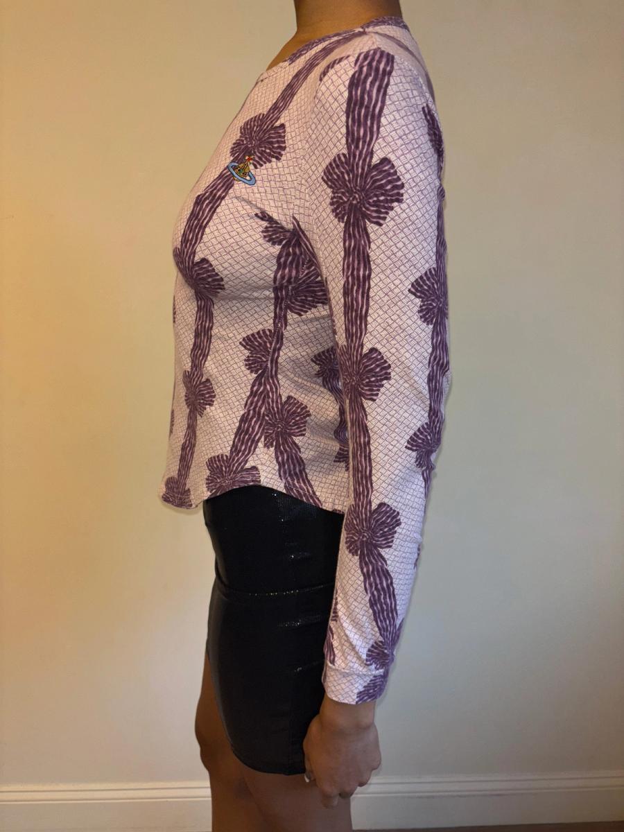90s Vivienne Westwood Purple Ribbon Print Top product image