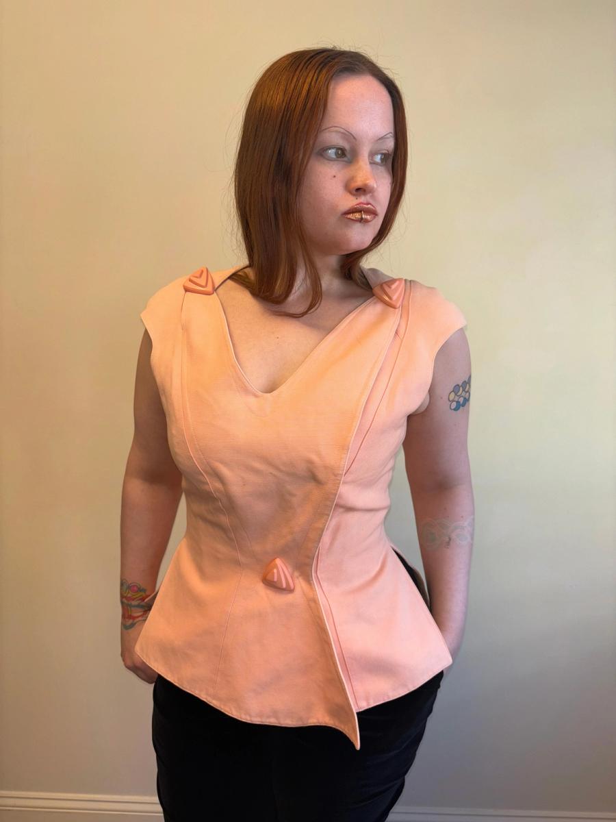 80s Thierry Mugler Sculptural Pink Top product image
