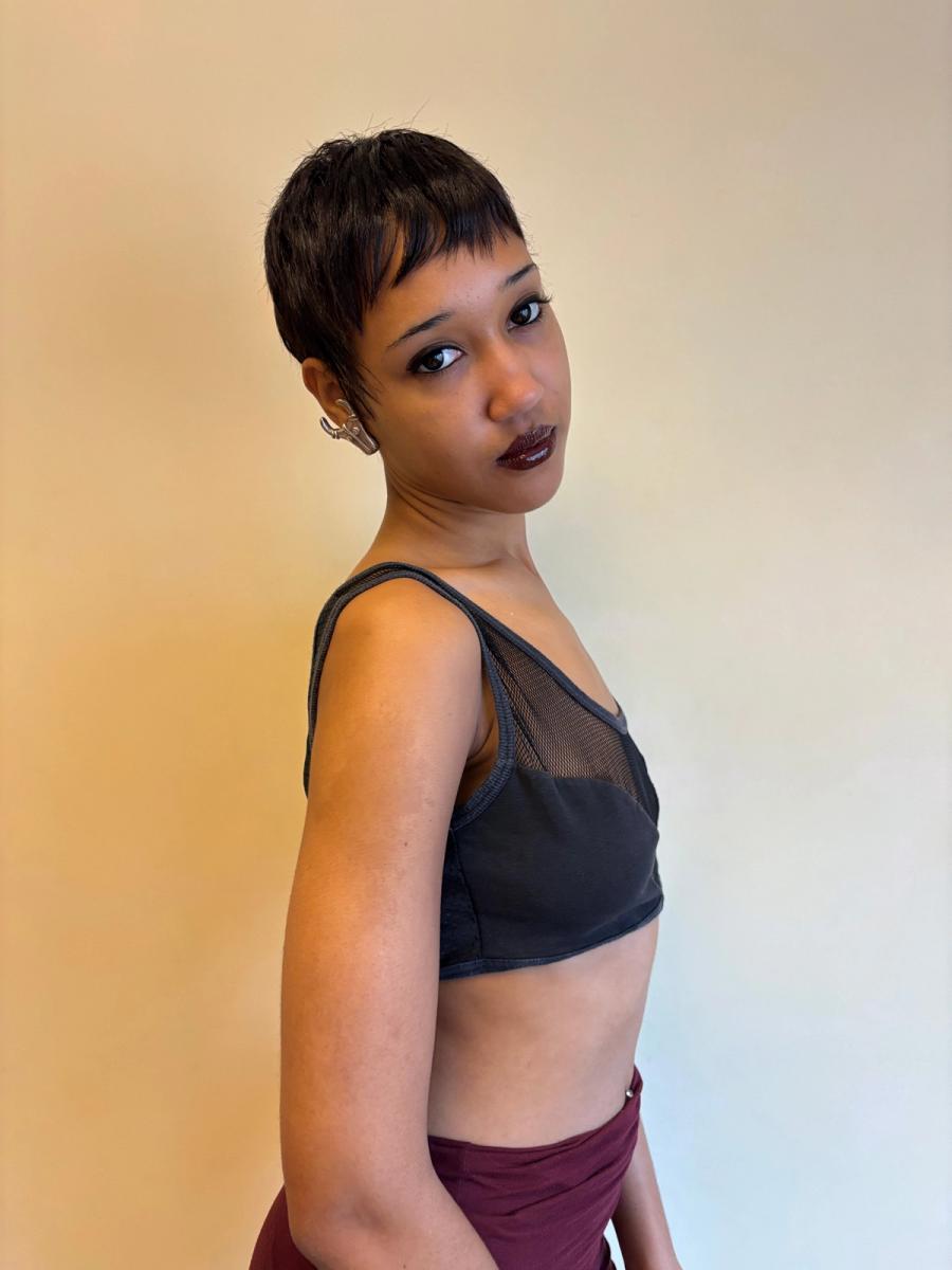 80s Junior Gaultier Mesh Cutout Crop Top product image