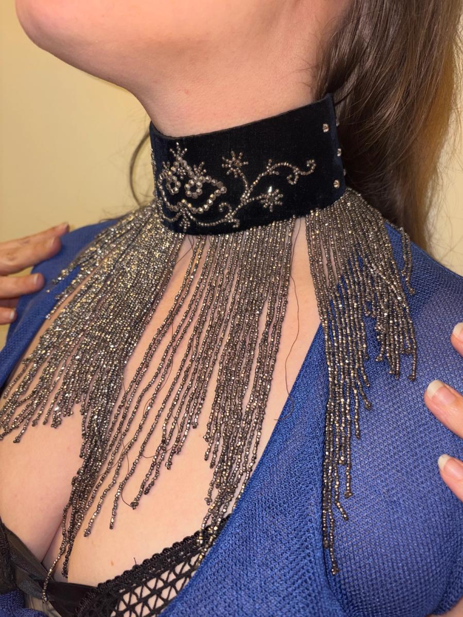 Victorian Cut Steel Beaded Fringe Choker product image
