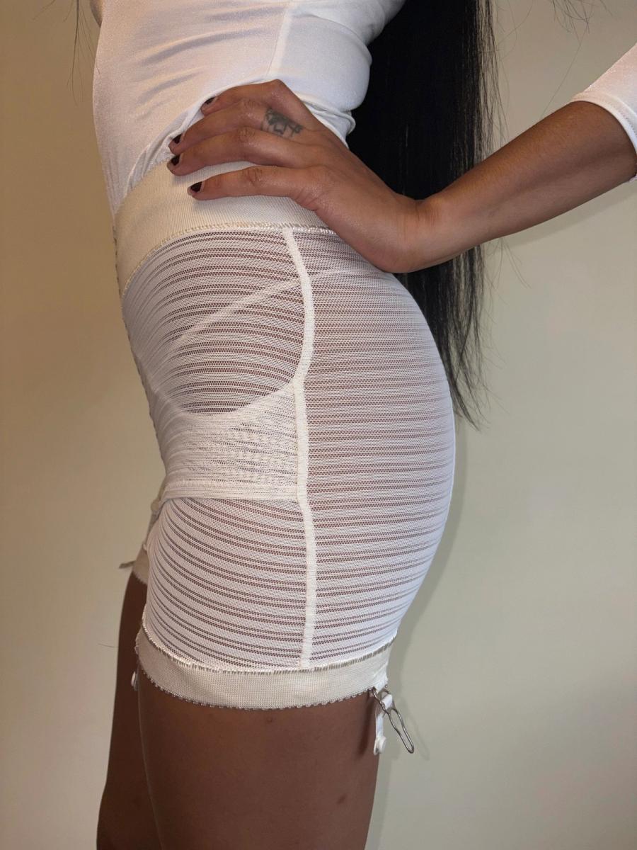1950s Striped Mesh Girdle With Satin Back Panel product image