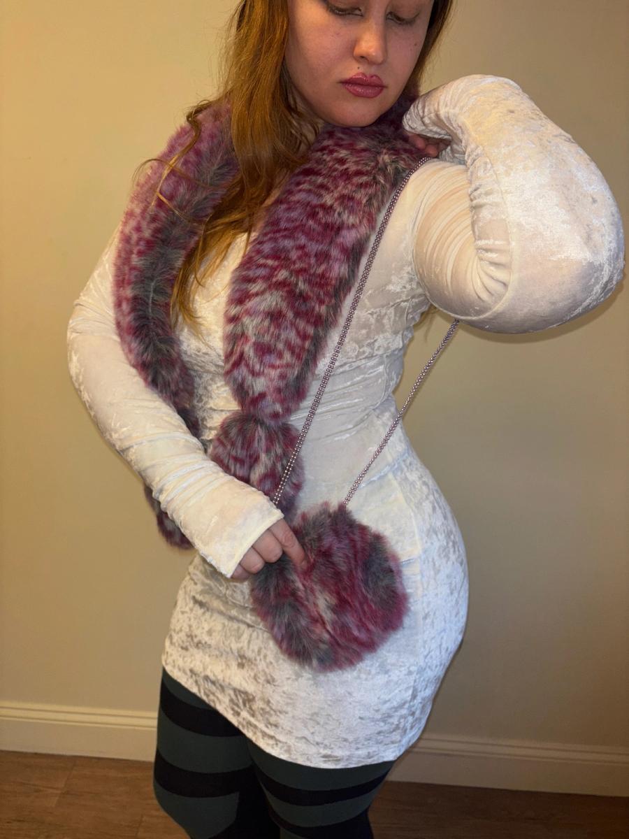 MILK Pink Faux Fur Scarf and Matching Purse product image