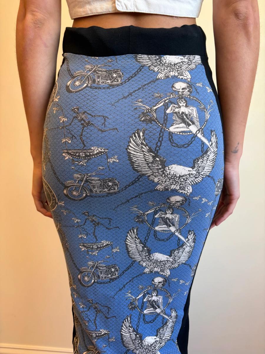 80s Junior Gaultier Biker and Pin-up Girl Hobble Skirt product image