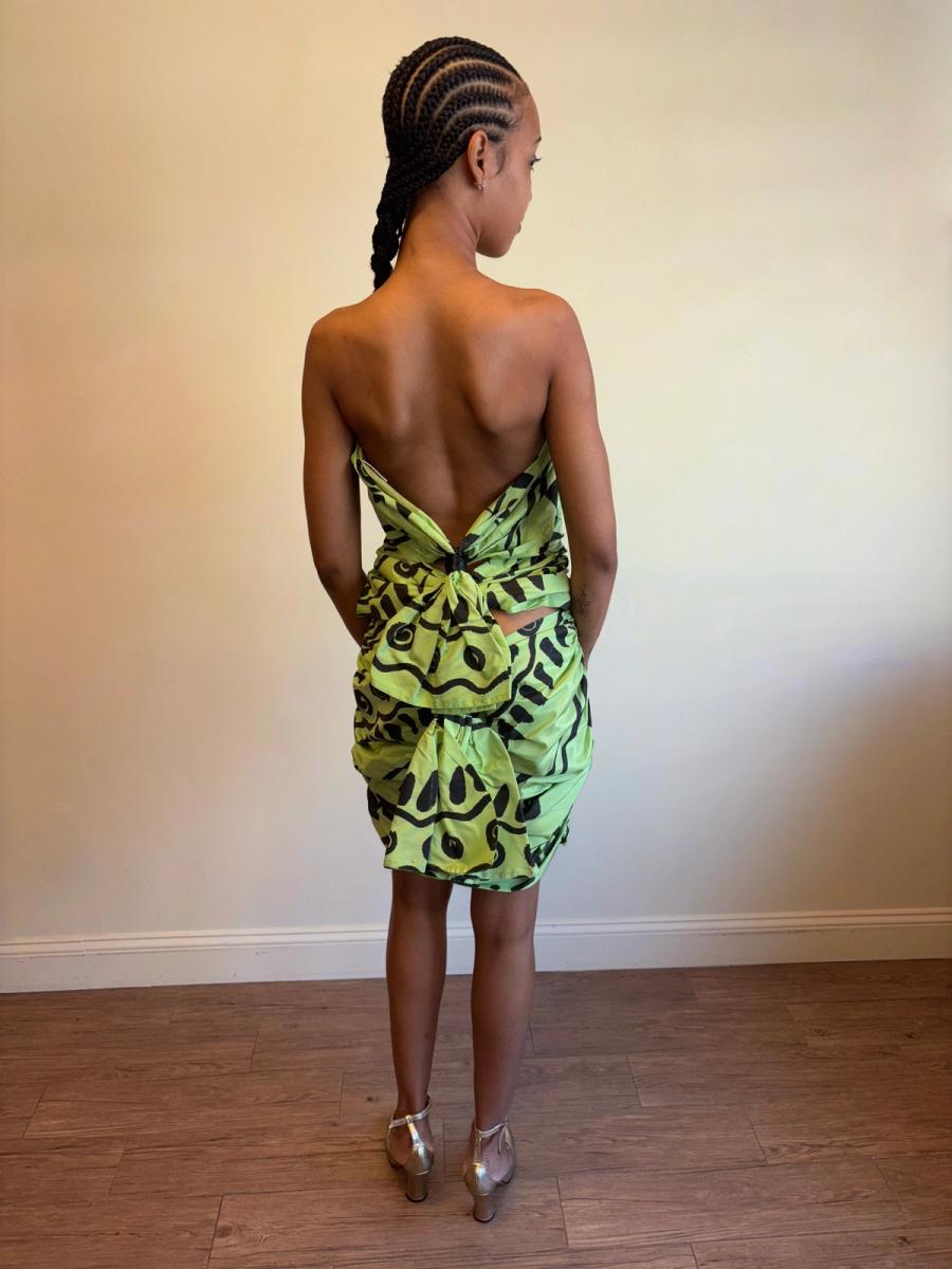 80s Angelo Tarlazzi Abstract Dress with Raffia product image