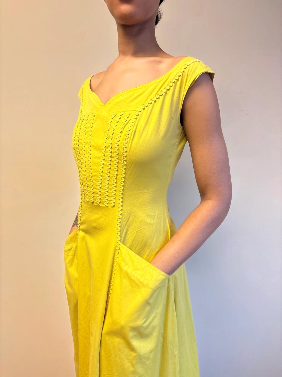 Chantal Thomass Yellow Full Skirted Ricrac Dress product image