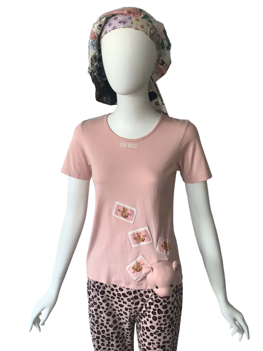 Pink House Dimensional Teddy Bear Tee