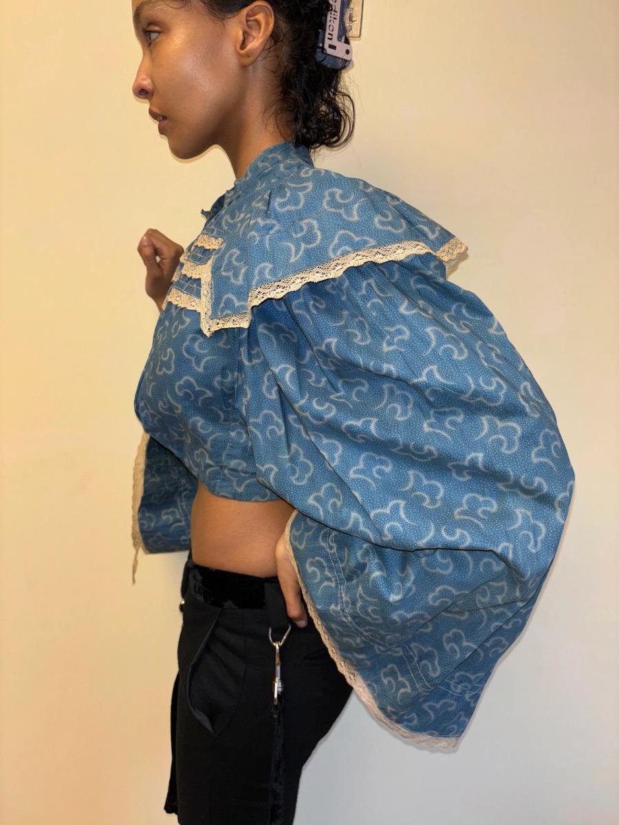 1860s Rare Bell Sleeve French Calico Bodice product image