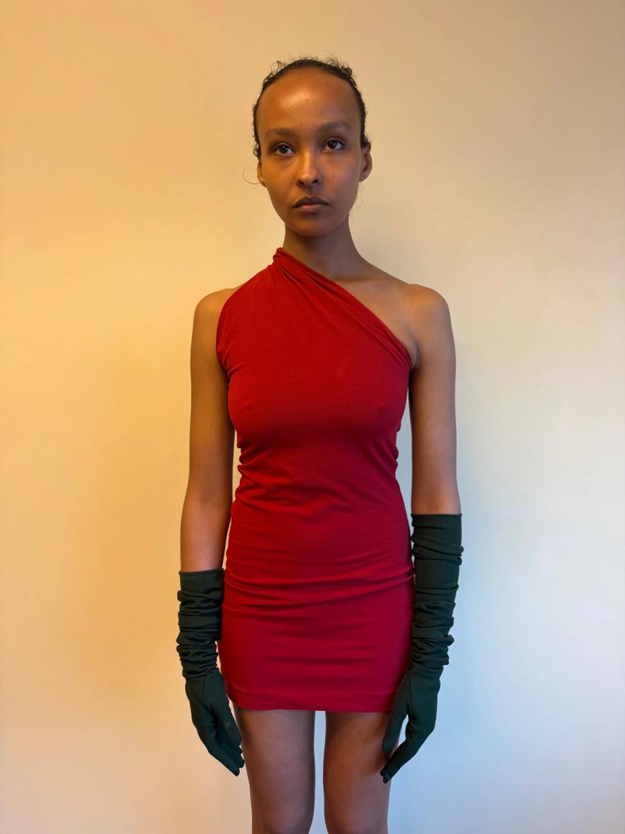 90s Romeo Gigli Red Asymmetrical Dress product image