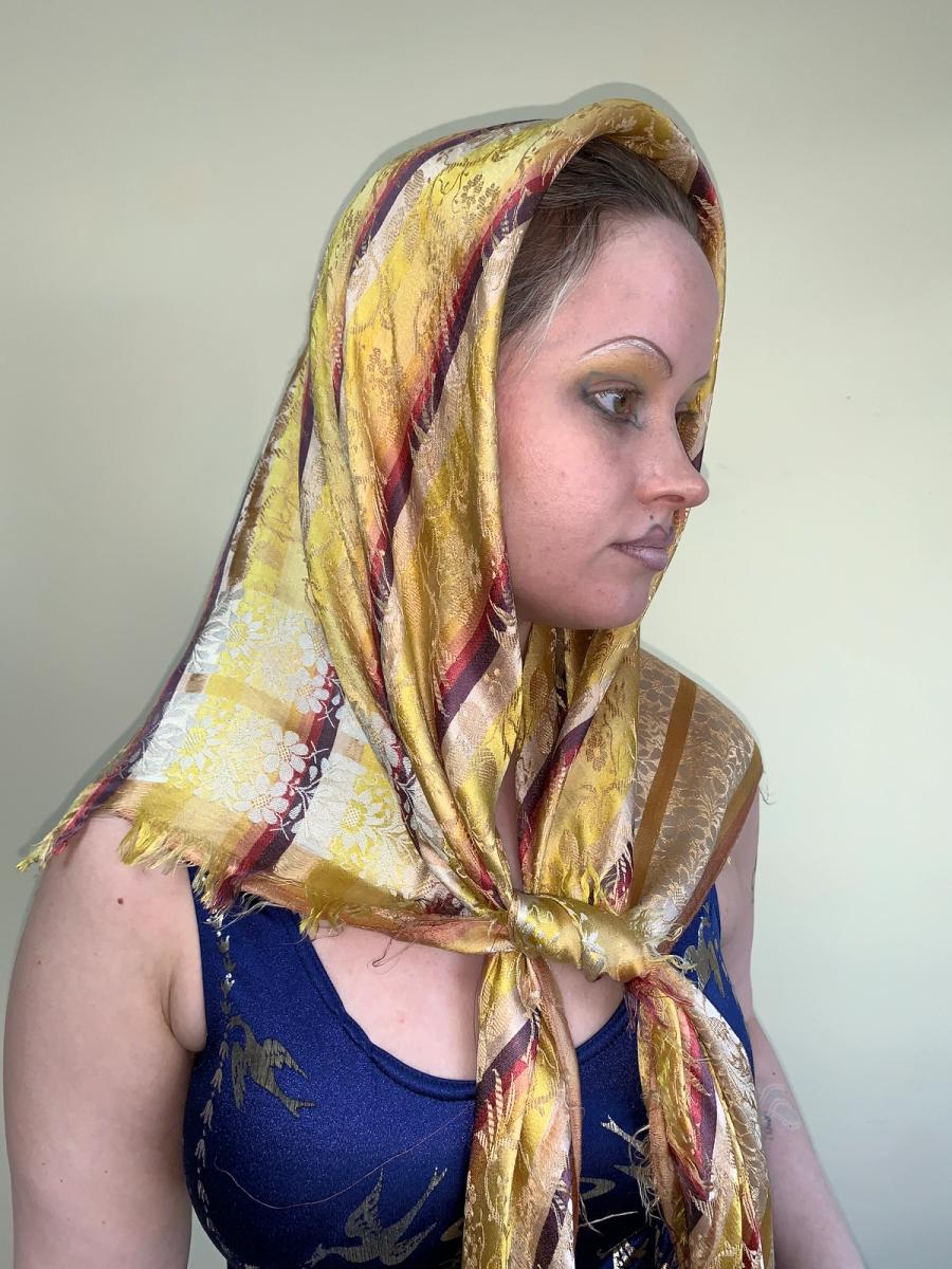 Antique French Jacquard Silk Shawl product image