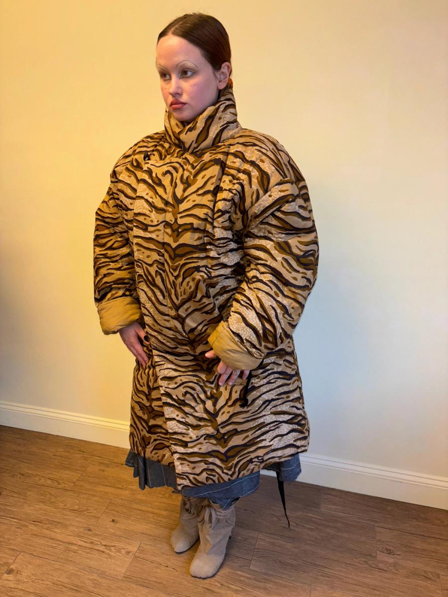 90s Norma Kamali Tiger Print Sleeping Bag Coat product image