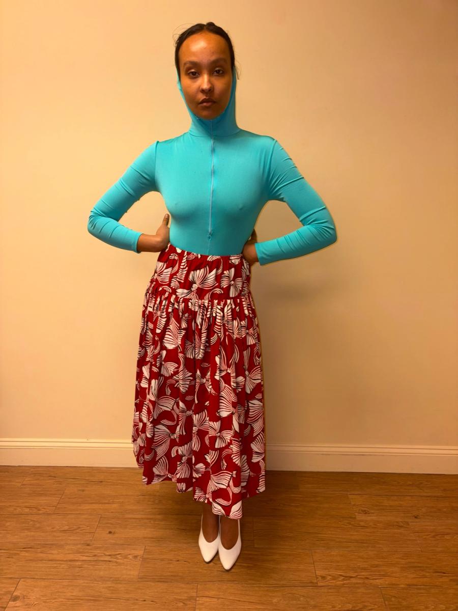 80s Norma Kamali Red Bow Skirt product image