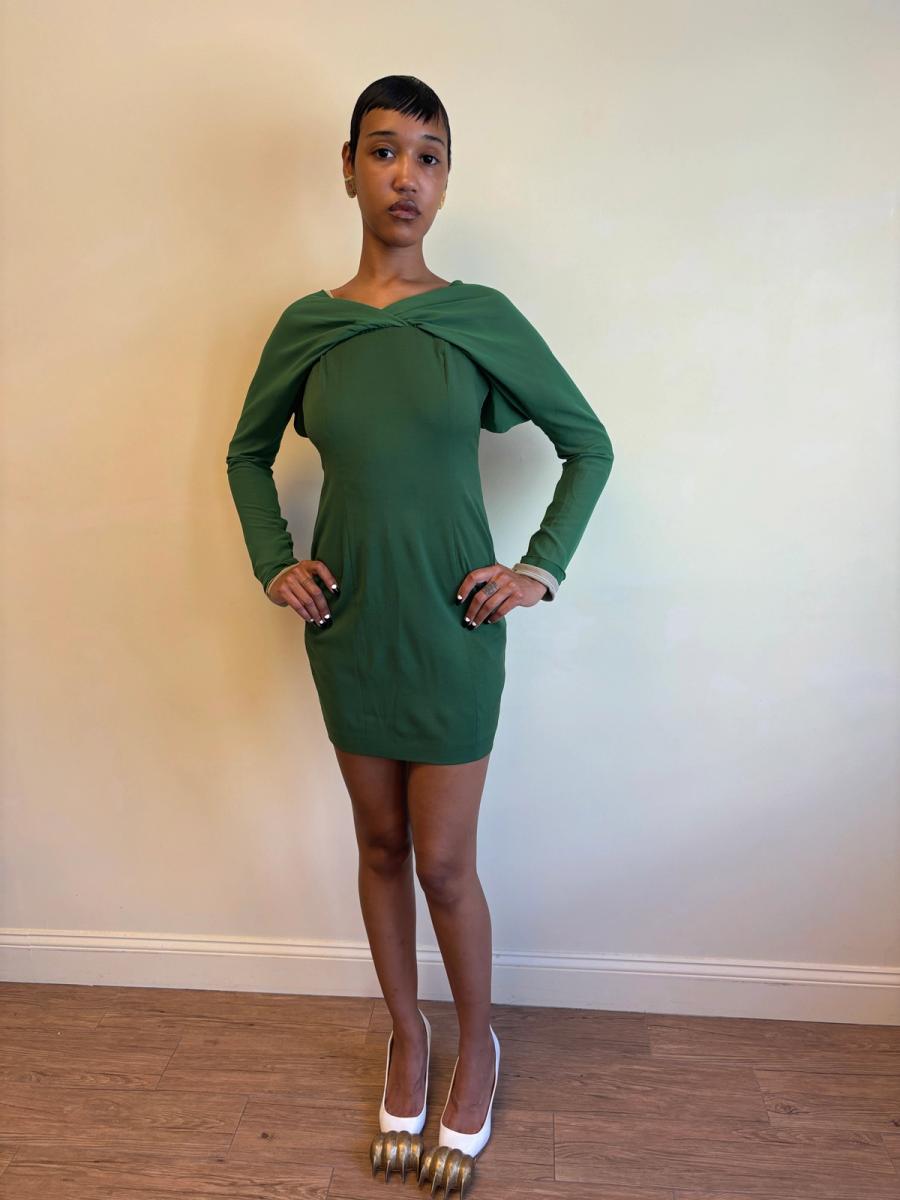 1980s Dolce & Gabbana Layered Chiffon Sleeve Dress product image