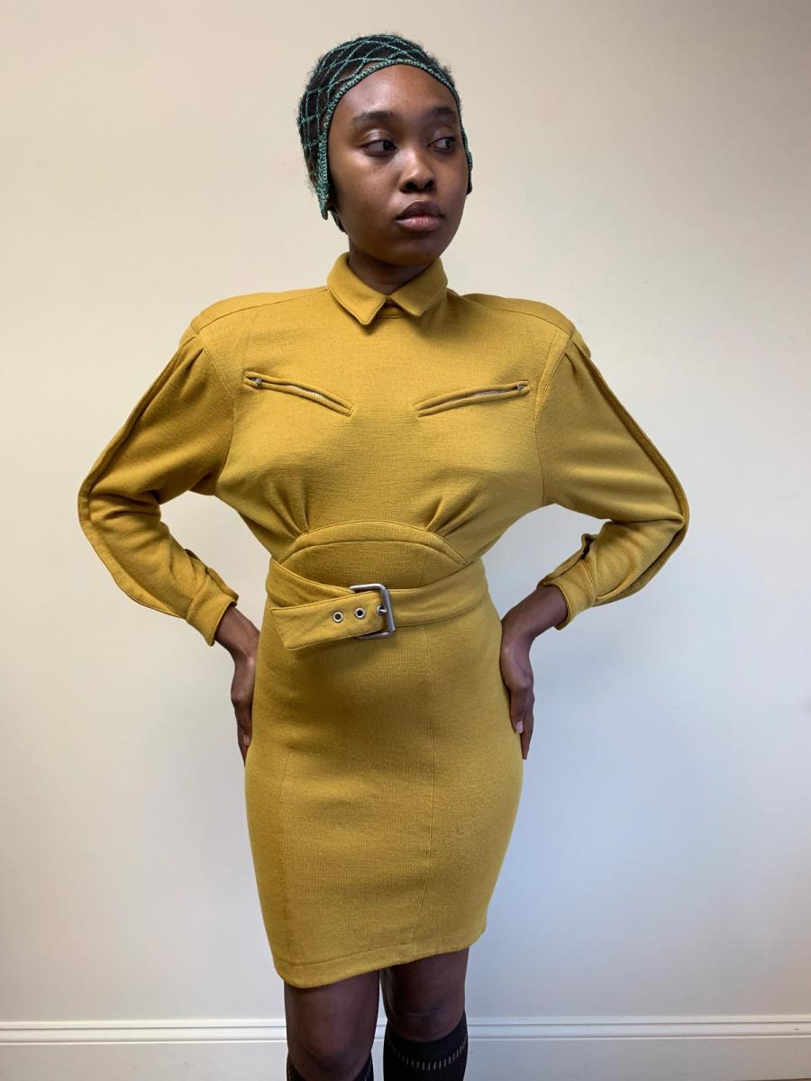 80s Thierry Mugler Knit Belted Dress