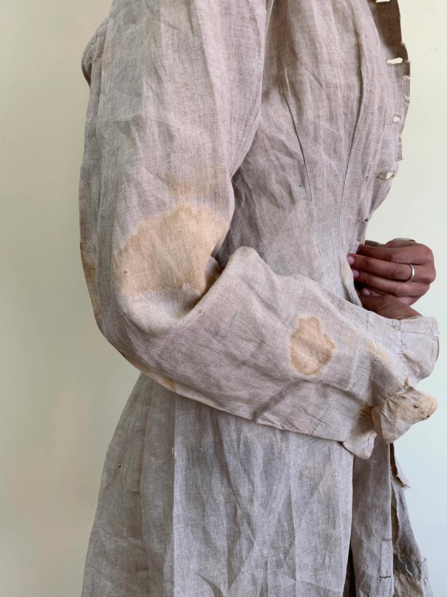 1880s Linen Jacket with Repairs  product image