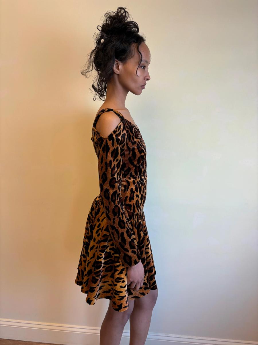 80s Norma Kamali Velvet Cheetah Print Set product image