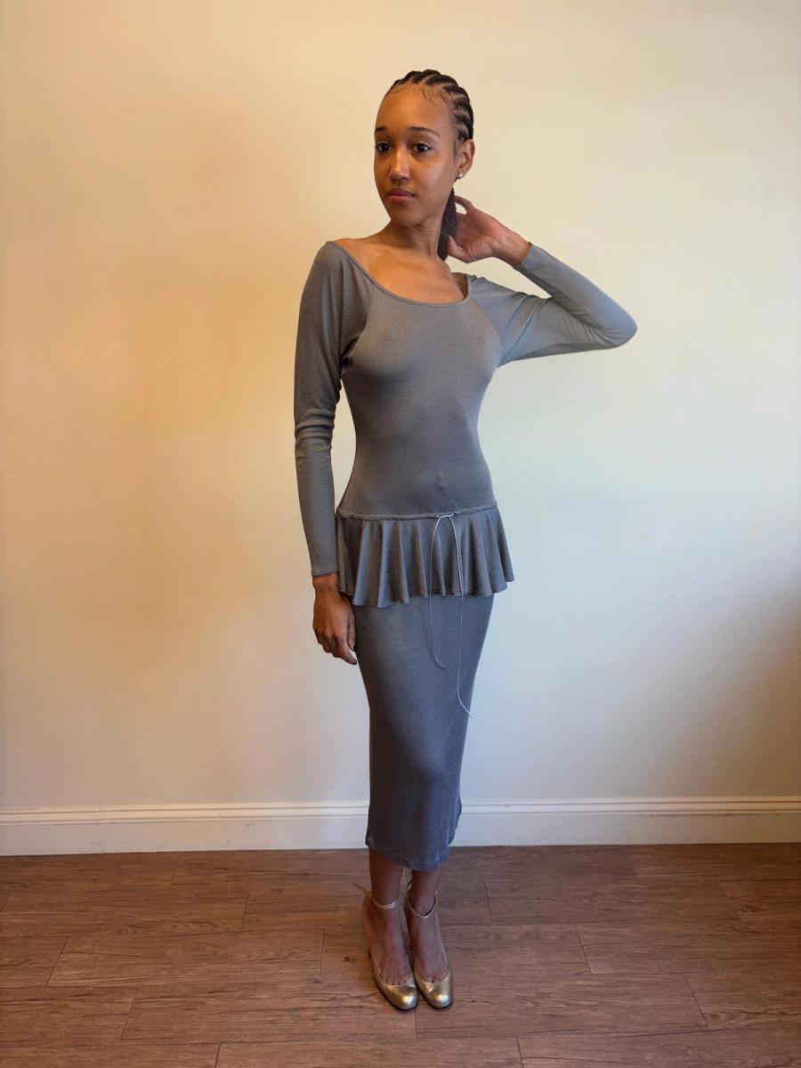 Vintage Chantal Thomass Pewter Drop Waist Ruffle Dress product image