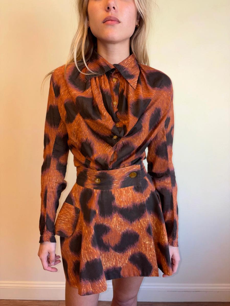 1994 Vivienne Westwood Café Society Voile Leopard Button Up product image