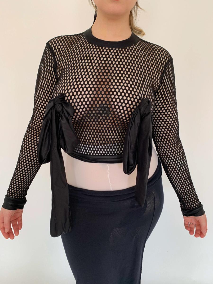 1980s Pam Hogg Boob Tie Fishnet Top  product image