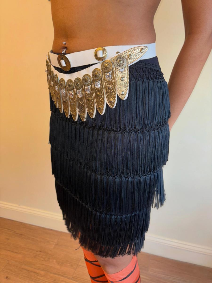 80s French Rhinestone Feather Belt product image