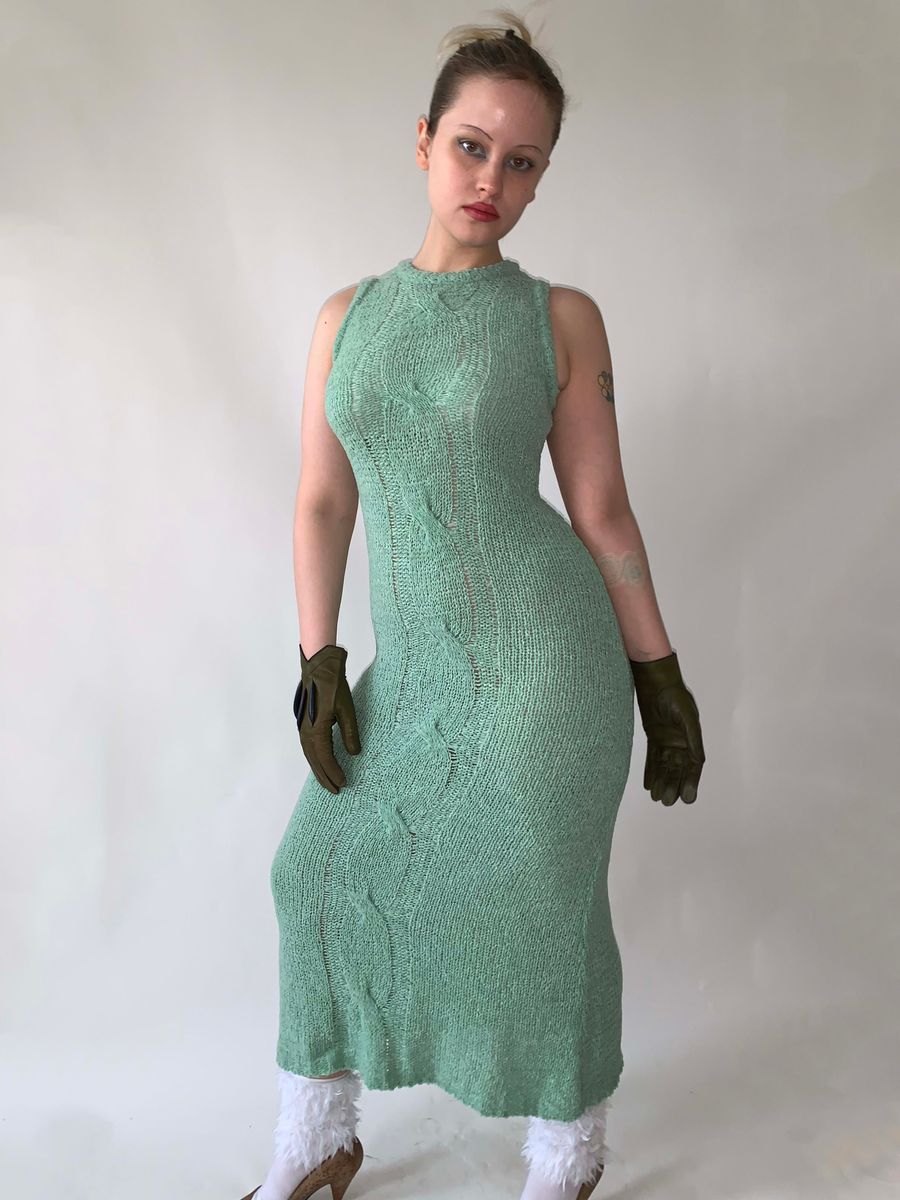 Beauty: Beast Sage Green Knit Maxi Dress product image