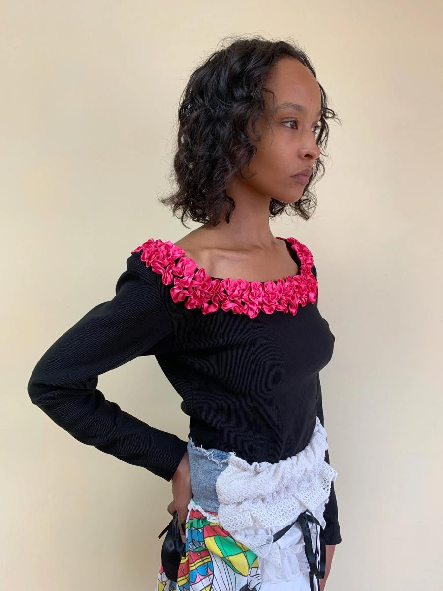 80s Chantal Thomass Pink Ruffle Top product image