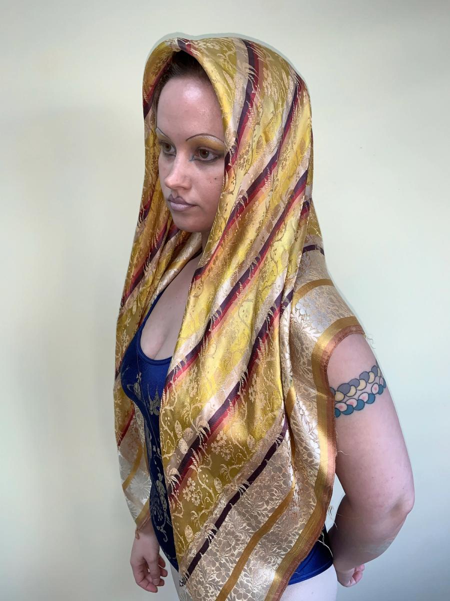 Antique French Jacquard Silk Shawl product image