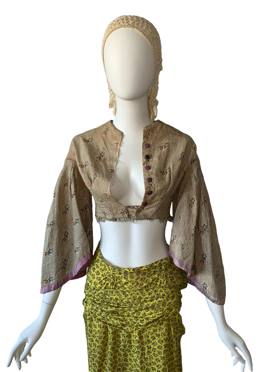 Antique 1850s Wool Challis Dress Top product image