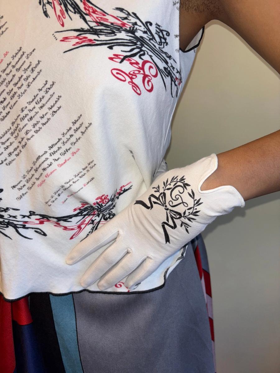 Vintage Chantal Thomass Ribbon Print Gloves product image