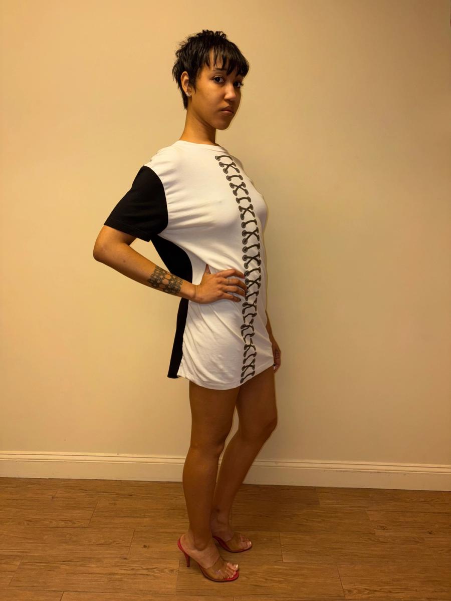 80s Claude Montana Trompe L'oeil Lace Up Tunic product image