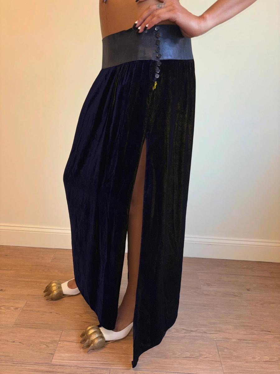 90s Krizia Changeable Velvet & Leather Skirt product image