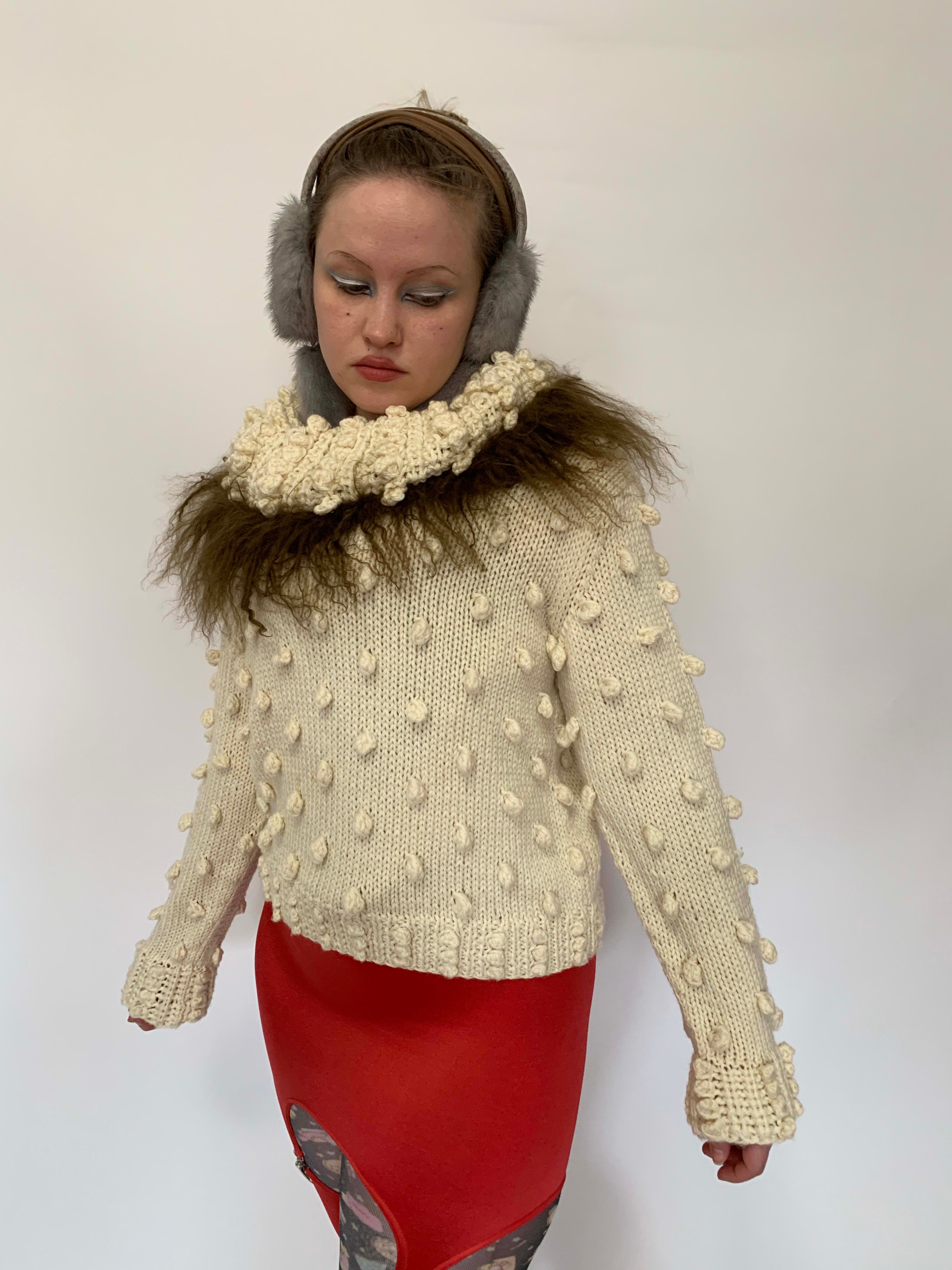 Fur trimmed clearance sweater