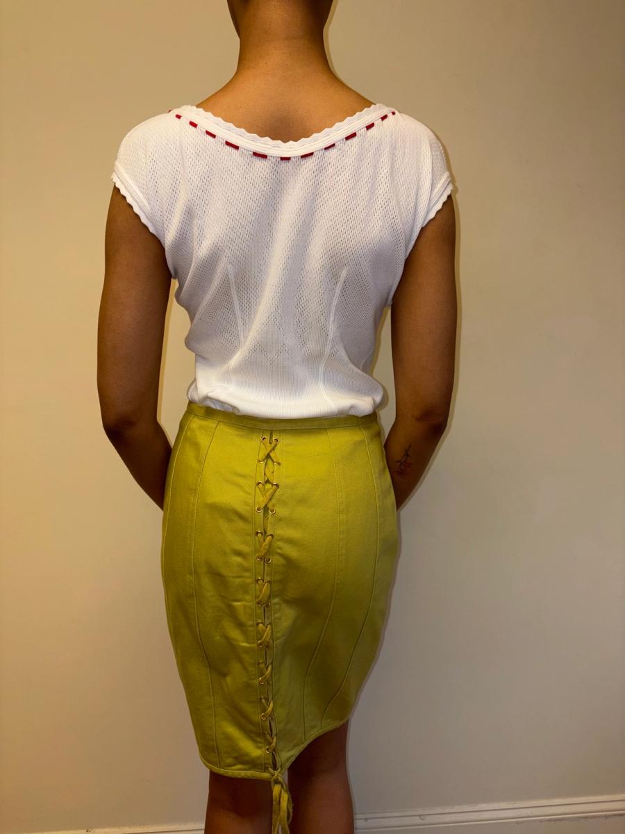 80s Junior Gaultier Green Lace Up Skirt product image