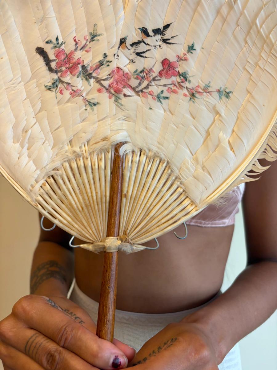1920s Handpainted Feather Fan product image