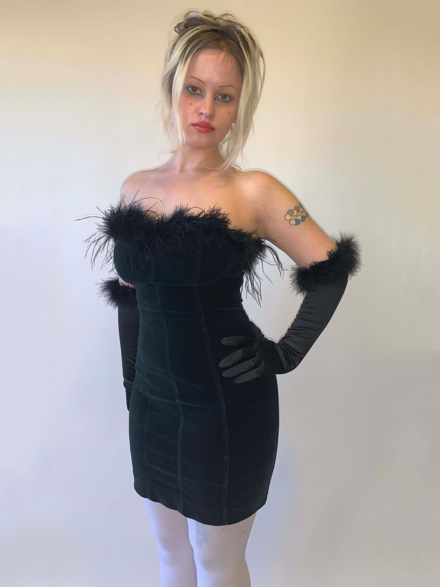 Chantal Thomass Velvet Cocktail Gown with Gloves Set product image
