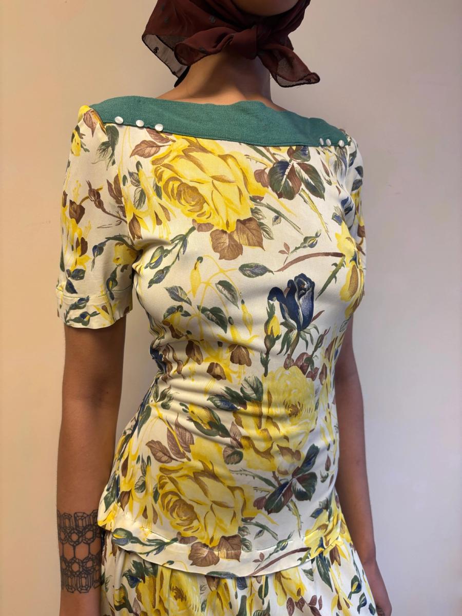 1940s Floral Print Drop Waist Dress product image