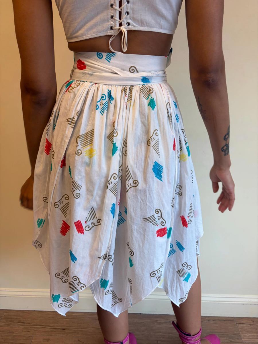 80s Fendi Jagged Hem Wrap Skirt product image
