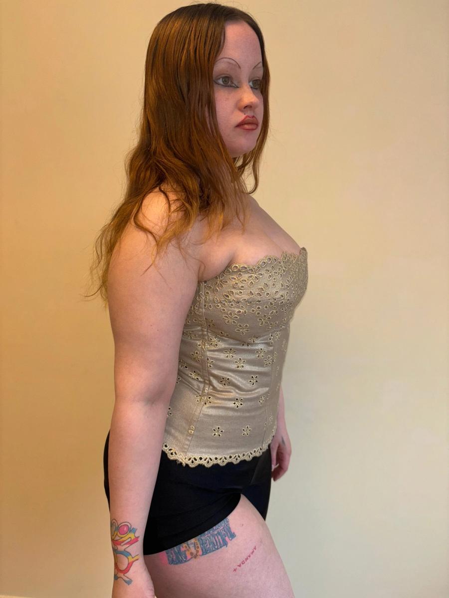 Vintage Lolita Lempicka Gold Eyelet Bustier product image