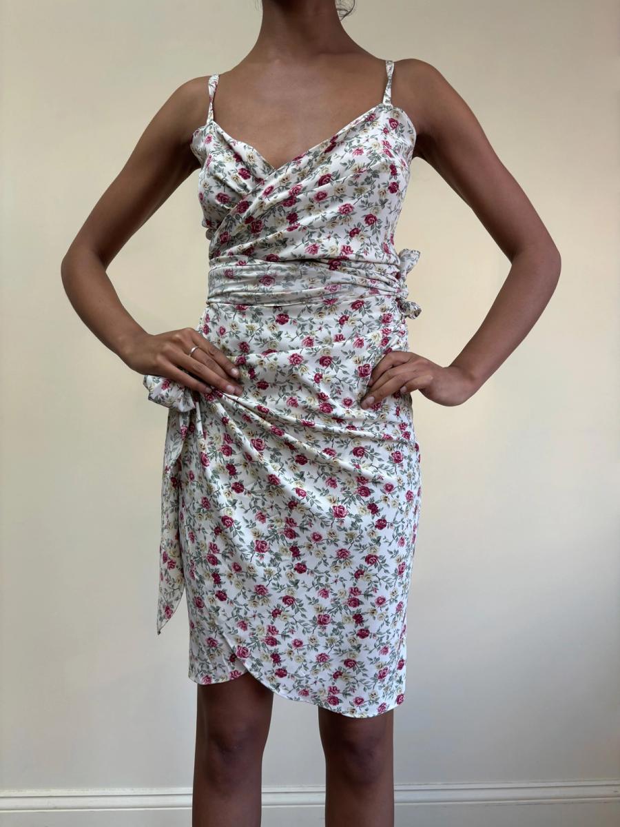 80s Norma Kamali Floral Wrap Dress product image