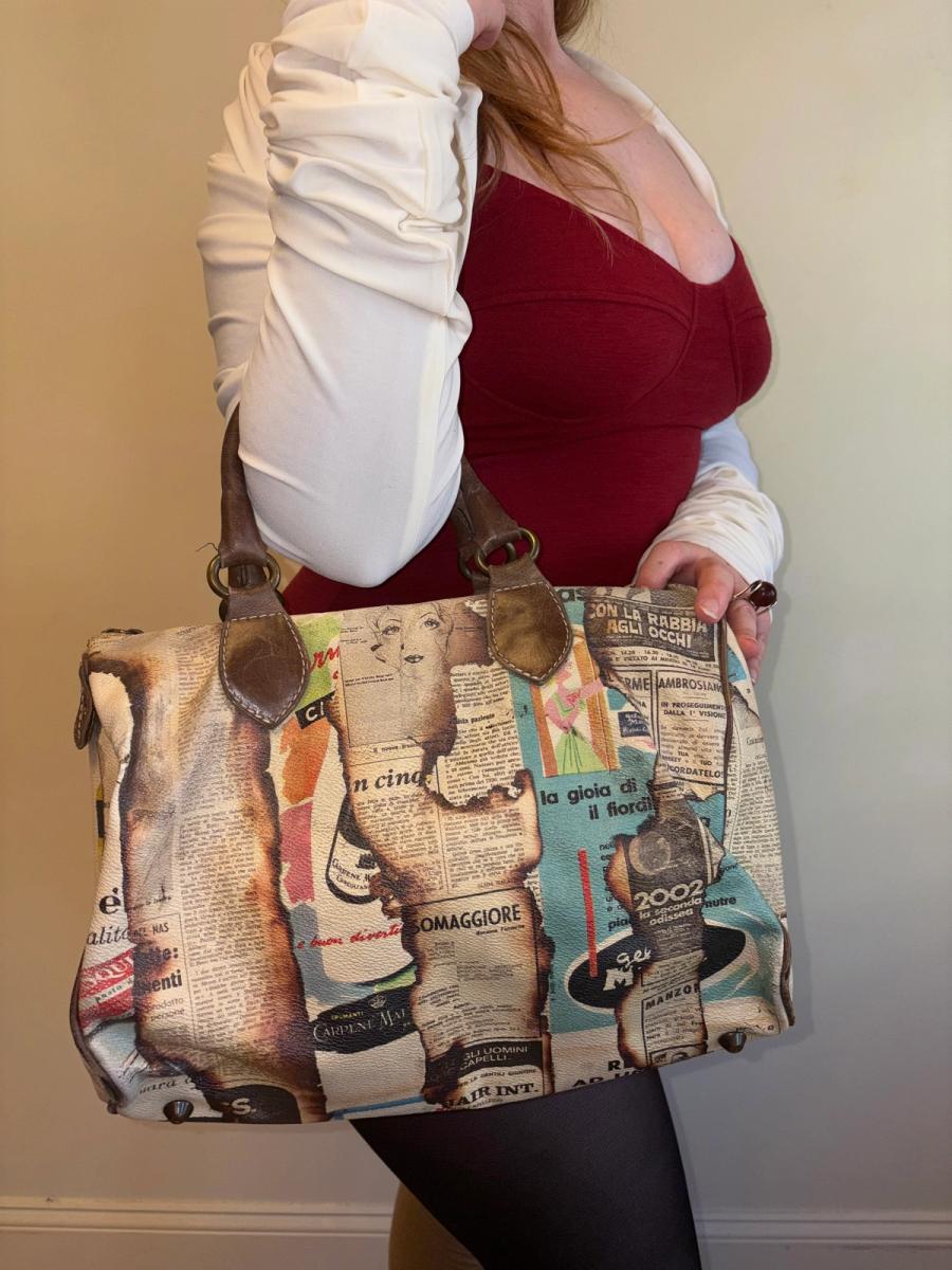 Singed Italian Newsprint Bag product image