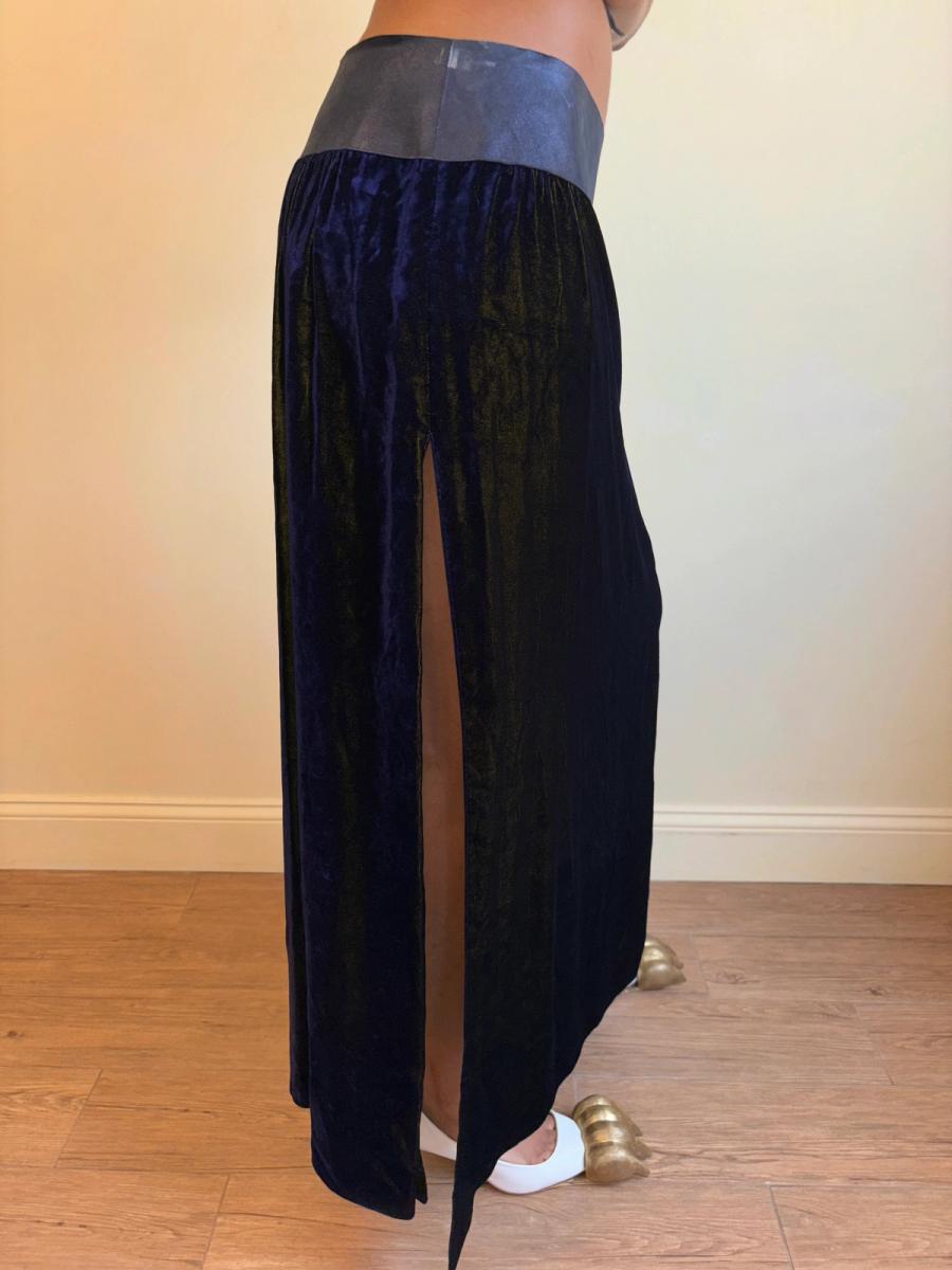90s Krizia Changeable Velvet & Leather Skirt product image