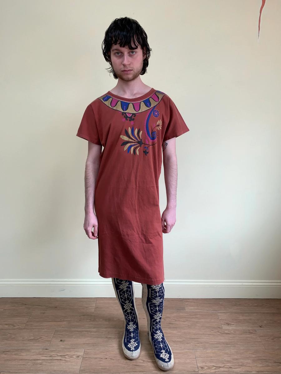 80s Kansai Yamamoto T-shirt Dress with Tromp L'oeil Torc product image