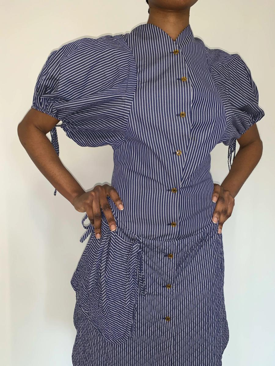 Spring/Summer 1996 Vivienne Westwood Striped Quilted Dress product image