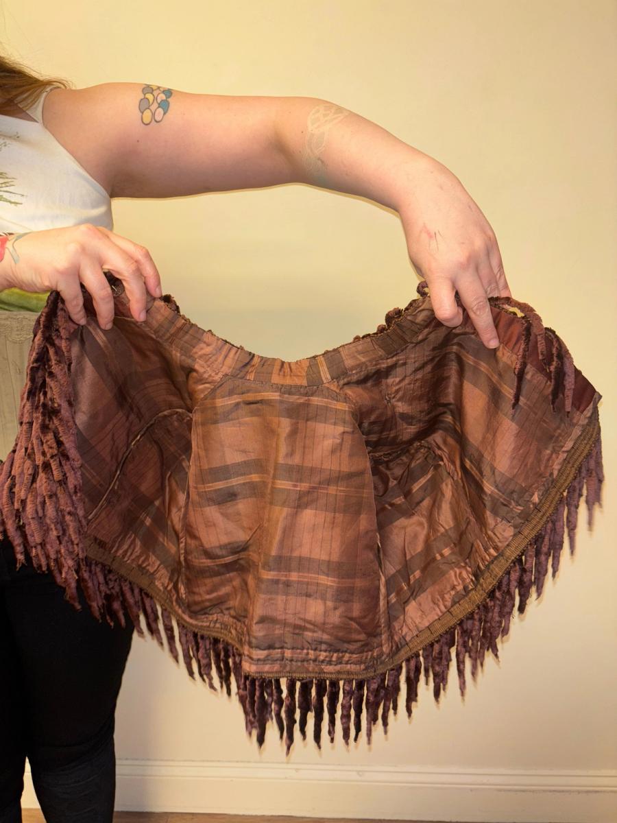 1880s Icicle Fringe Chenille Cape with Leather Flower product image